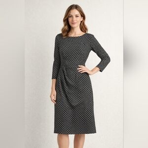 Long Tall Sally Sheath Dress US 10 Tall Black & White Geometric Work Business